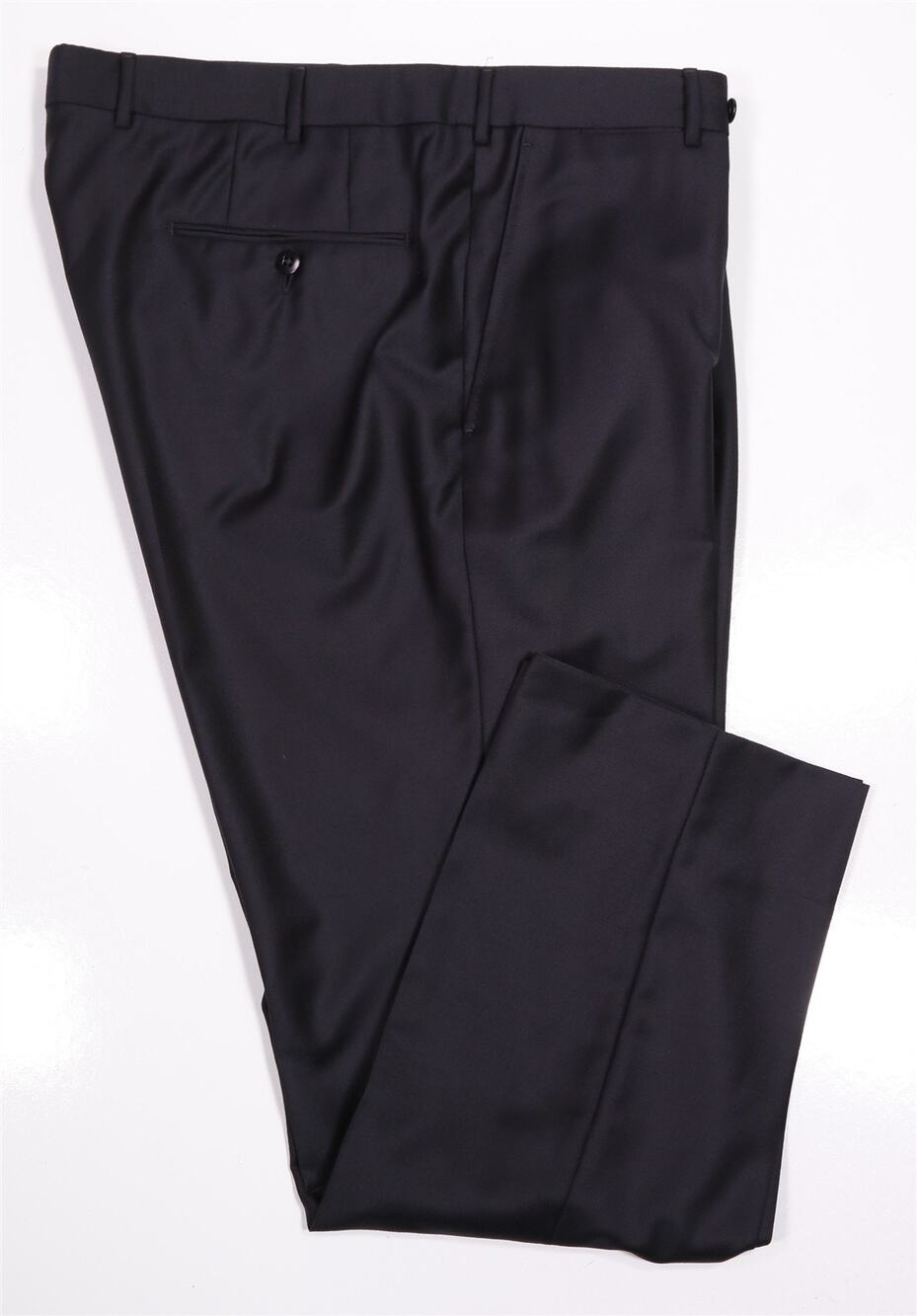 Ermenegildo Zegna Trofeo Solid Black Flat Front Wool Dress Pants 36x29